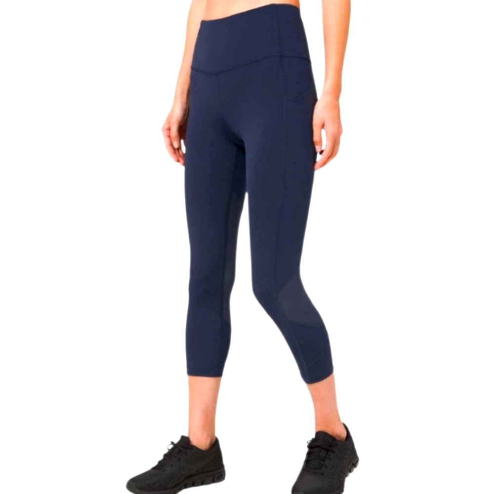 Lululemon Pace Rival High Rise Crop 22" Leggings Navy Blue Size 6